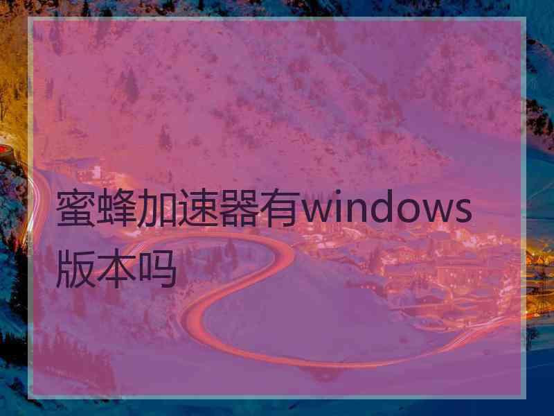 蜜蜂加速器有windows版本吗