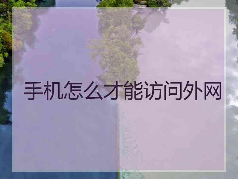 手机怎么才能访问外网